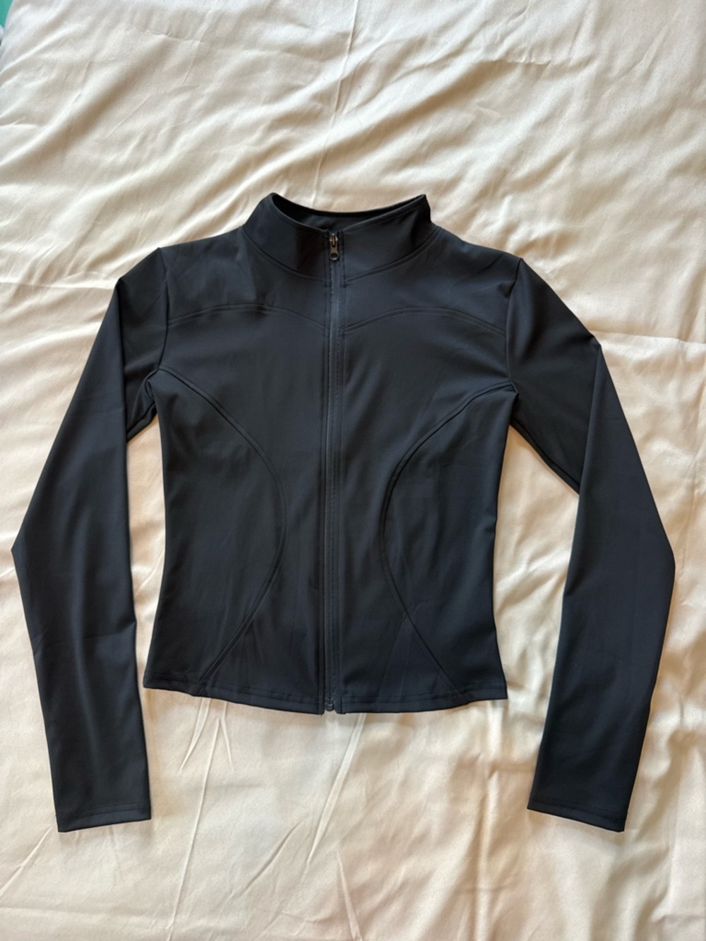 Black Zip-Up Athletic Jacket/leggings Set. Size Medium